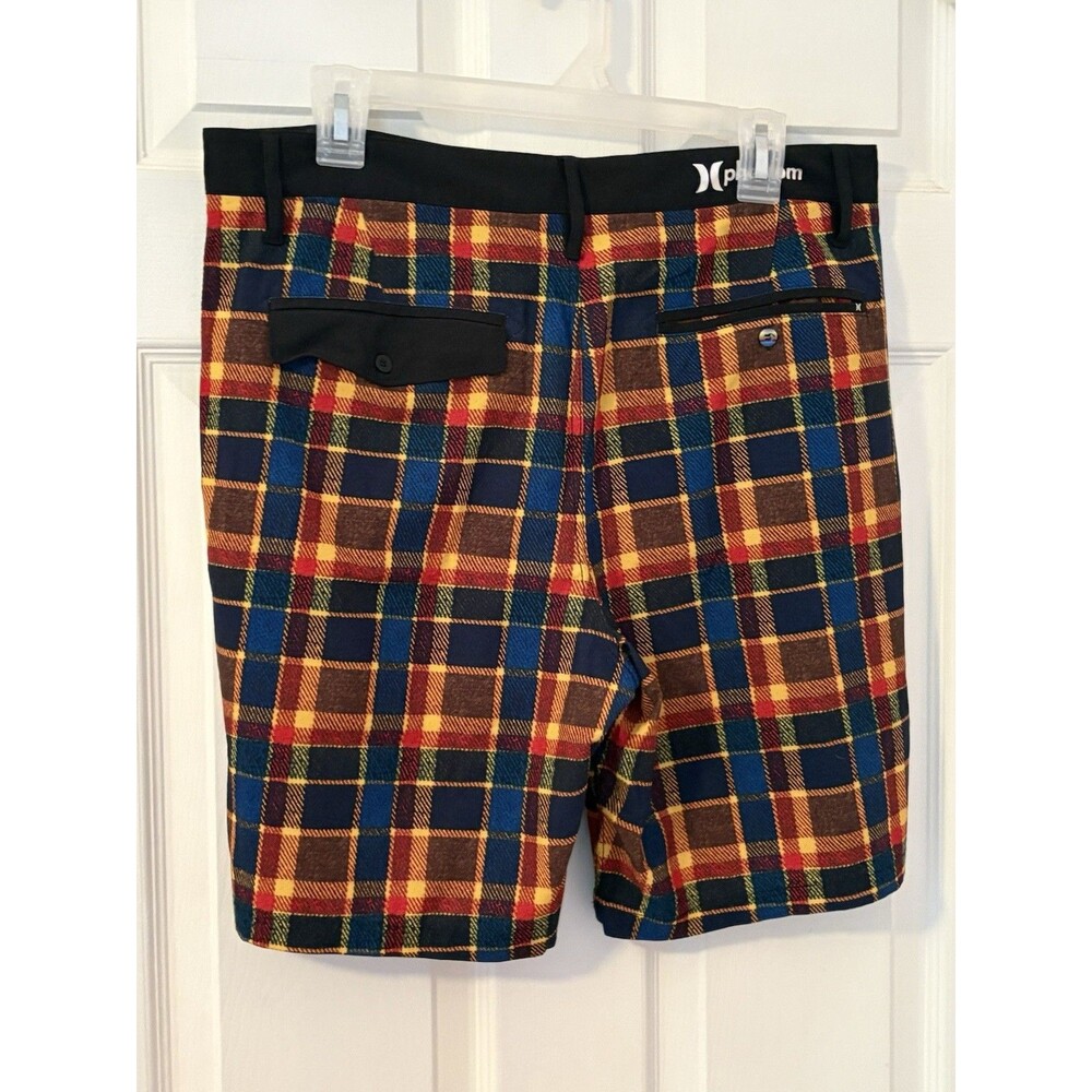 Hurley Phantom Board Shorts Men's 32 Black Red Blue Yellow Plaid - Picture 2 of 6